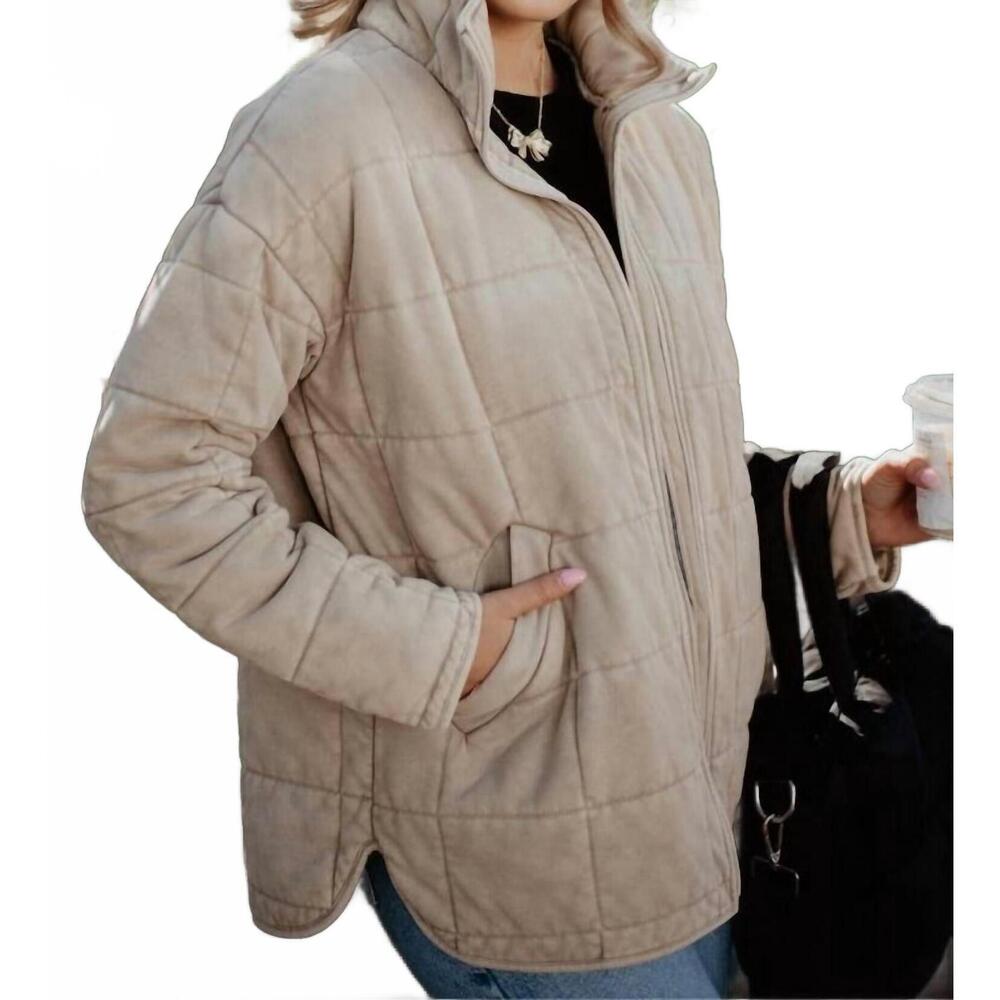 NEW KATYDID quilted jacket in sandstone wash